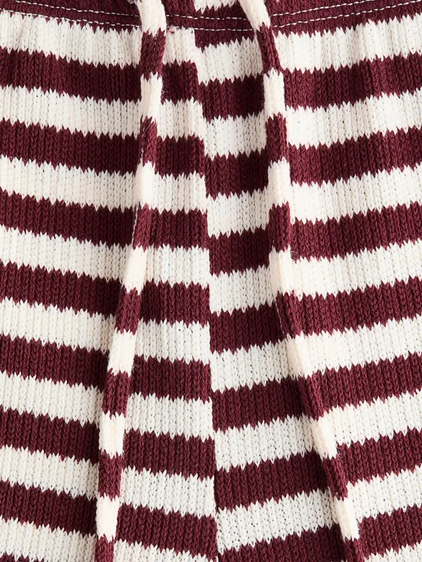 H&M Knit Pants White/Dark Red Striped - Image 4