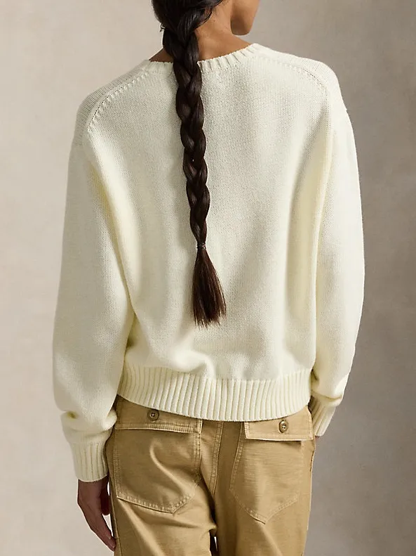 Ralph Lauren Polo Bear Cotton Crewneck Sweater in Parchment Cream - Image 2