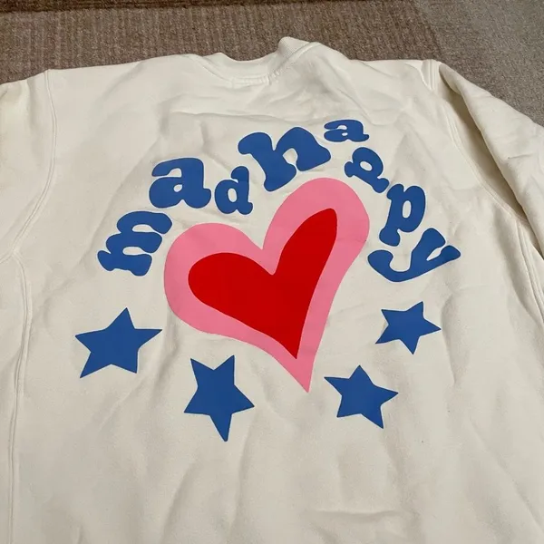 MADHAPPY HEART WHITE SWEATSHIRT SZ MEDIUM M - Image 2