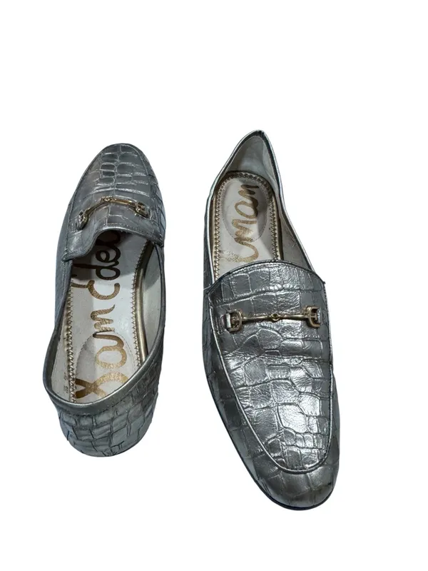 Sam Edelman Loraine Loafer Metallic Gold Crocodile Embossed Horsebit Leather 10M - Image 9