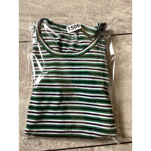 J.Crew Perfect Fit Striped Crewneck T-Shirt Green Navy White Cotton Rib M - Image 5