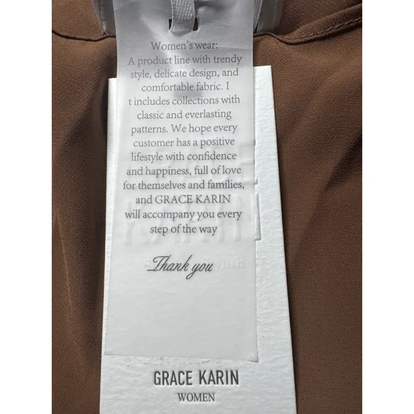 Grace Karin Brown‎ Open Front Waterfall Cardigan Sequin Cuff Brown Medium NEW - Image 3