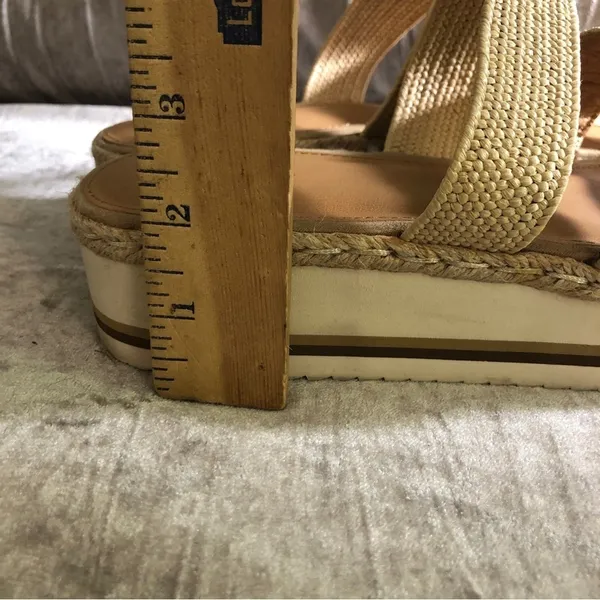 Universal Threads Beige 3 Textile Strap Platform Wedge Sandals 9.5 Espadrille - Image 12