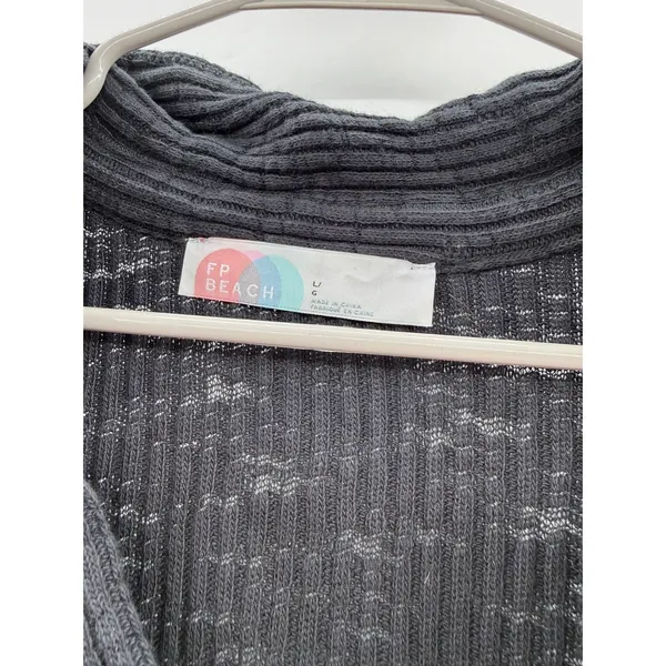 Free People Pacific Dress‎ Women's Large Black Gauze Midi Casual Relaxed Boho - Image 3