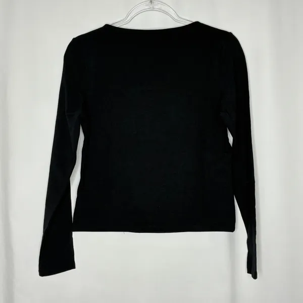 Express Black Square Neck Long Sleeve Tee Shirt Cotton Blend NWT Womens Medium - Image 6