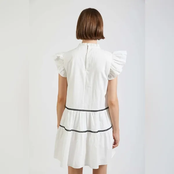 En Saison Aliza Tiered Babydoll Mini Dress in White Size Small NWT - Image 9