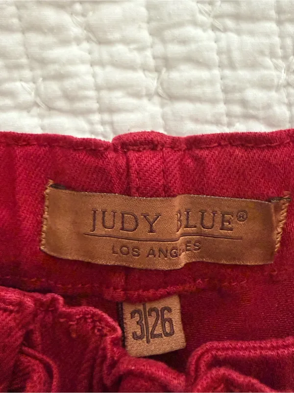 Judy Blue Garmet Dyed Deep Red Boyfriend/ Jogger Jeans Drawstring Waist NWT Fall - Image 9