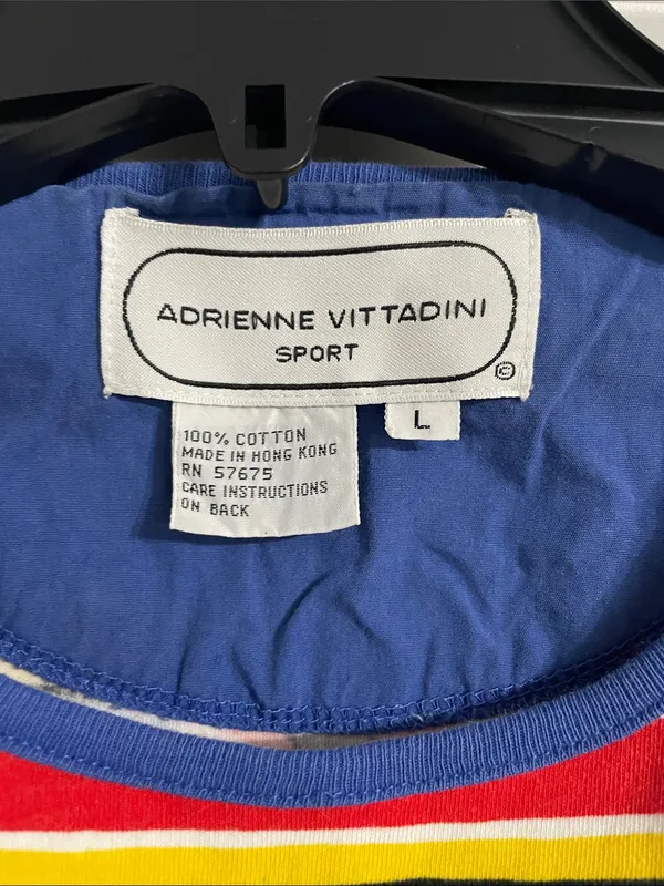 RARE Adrienne Vittadini Sport T-shirt Vibrant Multi Geometric Striped Aztec L - Image 3