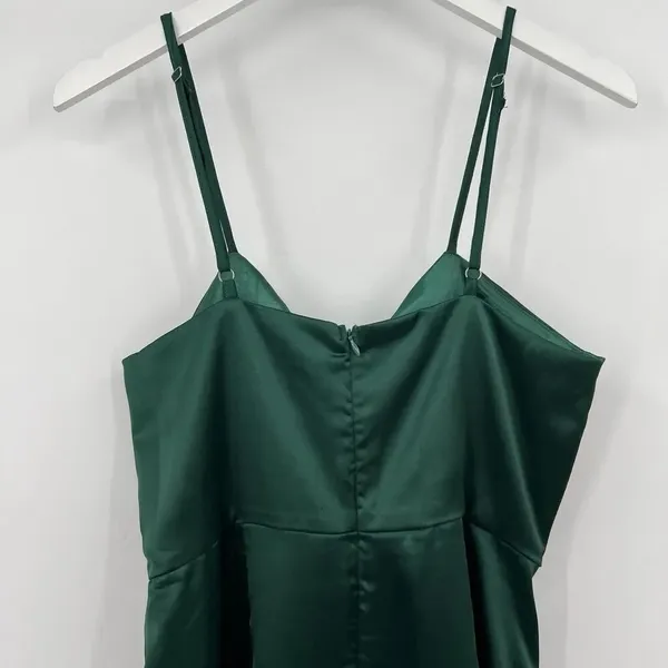 Lulus Down To Dance Emerald Green‎ Satin Gathered Tulip Midi Dress Size XL - Image 7