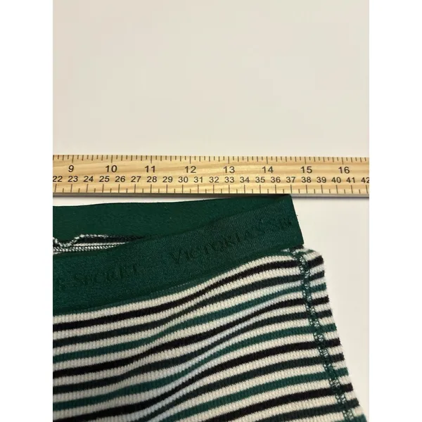 Victoria's Secret Pajama Set Women L Green Striped Thermal Lounge Sleepwear Set - Image 15