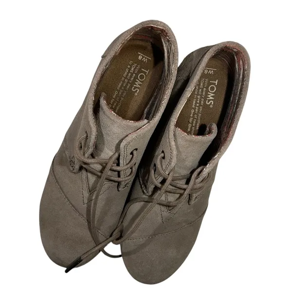 TOMS Womens Desert Wedge Taupe Suede Lace Up Ankle Booties Size 8 - Image 10