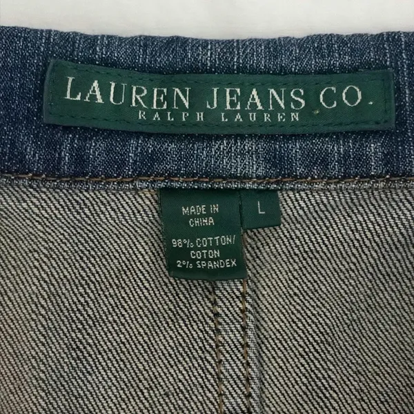 Lauren Ralph Lauren Denim Trucker Jacket Medium Wash Concho Buttons Blue Large - Image 8