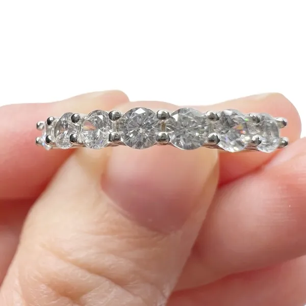Sterling Silver Round Cut Seven Clear Cubic Zirconia Stones Band Ring - Image 9