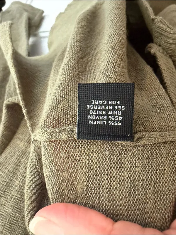 Premise Linen Rayon Olive Green Button Front Cardigan‎ Sweater L - Image 7