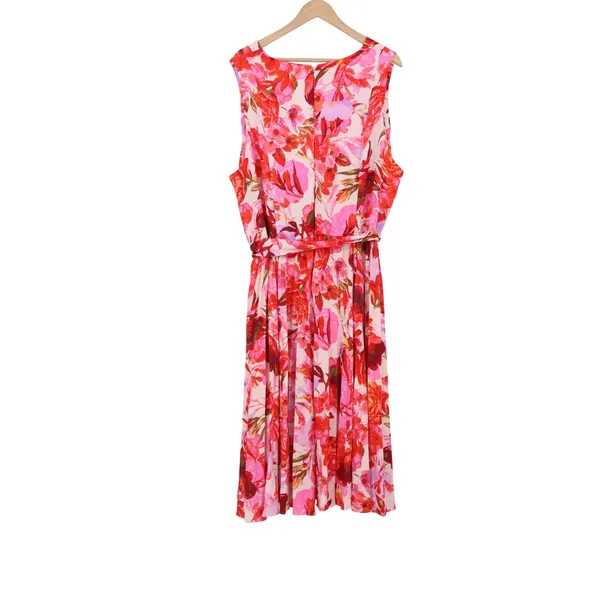 Lane Bryant Dress Womens 26 Sleeveless Floral Fit & Flare Pink Red V-Neck Good - Image 4