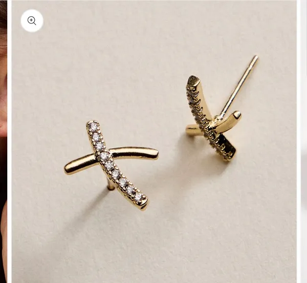 Gold Filled Curved Cross Stud Earrings | Faith Jewelry - Image 2
