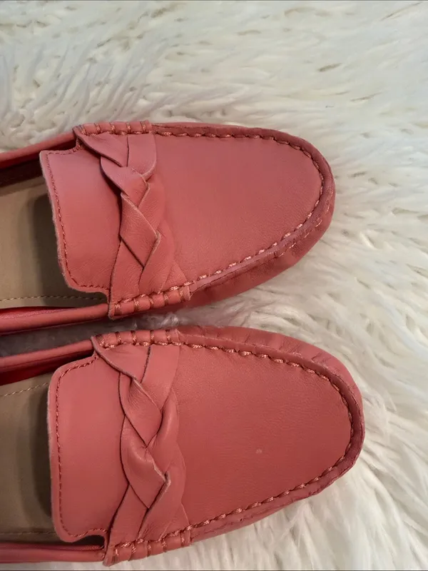 Sperry Coral-Pink Leather Braided Penny Loafers size 7.5 excellent conditions - Image 3
