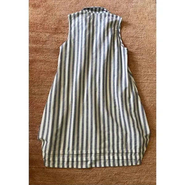 Sharagano Blue White Striped Sleeveless Tunic Top Dress Pockets Women’s M - Image 9