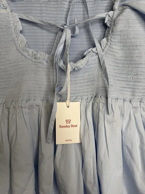 Aritzia’s Sunday Best Tessa Poplin Puff Sleeve Smocked Square Neck Mini Dress - Image 7