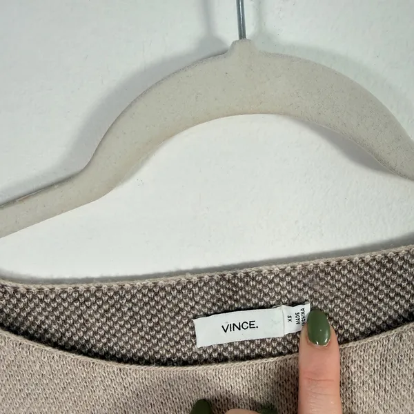 Vince Colorblock Wool Cashmere Sweater Neutral Geometric Boat Neck Women XS - Image 4
