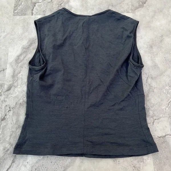 Morgane Le Fay‎ New York Grey Deep V-Neck Empire Waist Sleeveless Top Size M USA - Image 2
