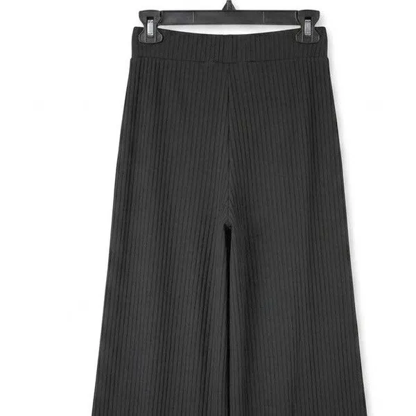 OLIA Womens Black Ribbed Knit Wide Leg Pants Palazzo Office Est XS Whimsigoth - Image 5