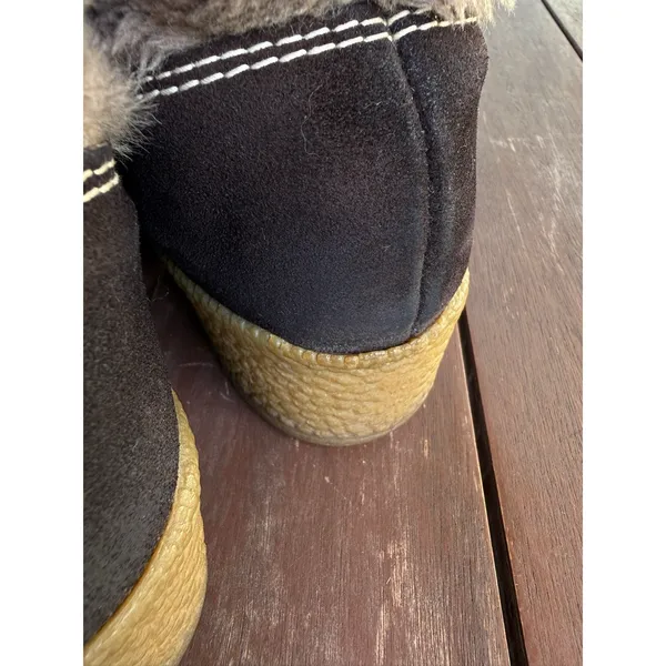 Vintage Snowland Faux Fur Suede Boots Sherpa Lined Lace Up Retro Winter Size 7 - Image 10