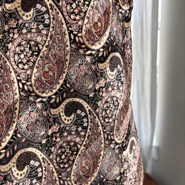 90s Vintage Lady Dorby Paisley Shimmer Tank Top Square Neck Polyester Size 36 - Image 4