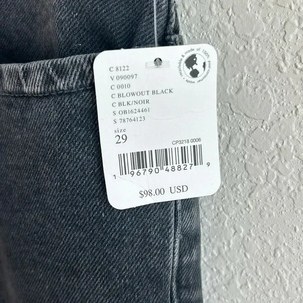 We The Free Tinsley Baggy High-Rise Straight Leg Black Denim Jeans Sz 29 NWT - Image 5