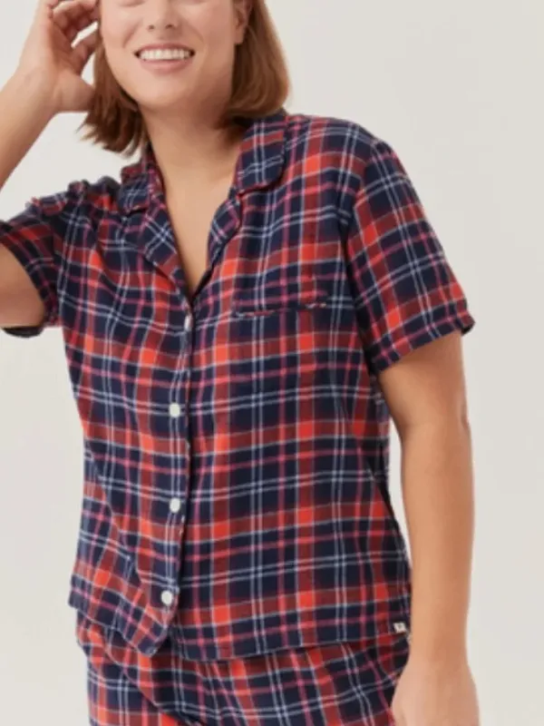 Pact Leighton Plaid Organic Cotton Flannel Pajama Set Size Small - Image 2