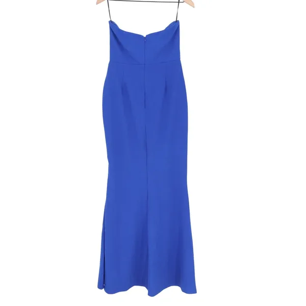 Lulus Royal Blue Strapless Pleated Crossover Maxi Dress IBD32624L Womens Medium - Image 6