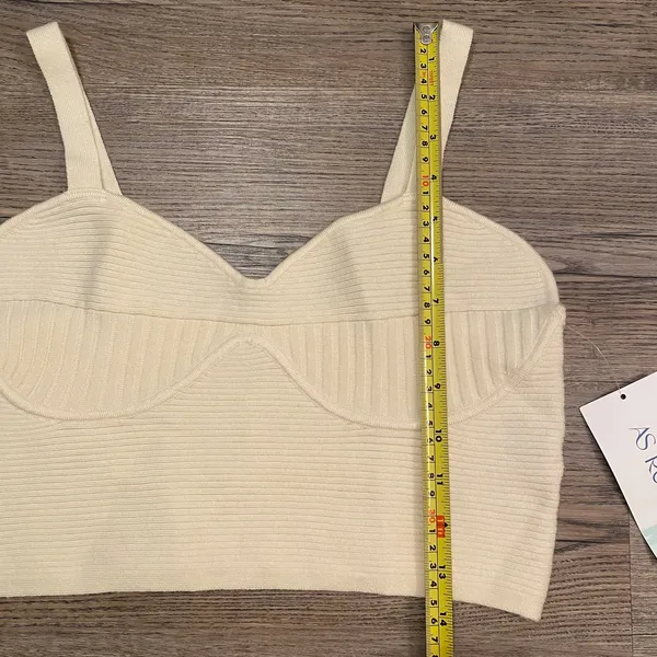 NWT AS Revival Altar'd State Cream Knit Ribbed Crop Top Women's size Large - Image 6