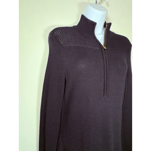 Lauren Ralph Lauren Mock Neck Quarter Zip Long Sweater Dress Black‎ Size PS - Image 3