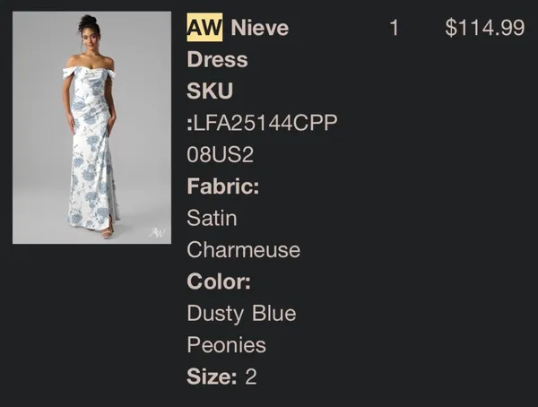 AW Bridal Bridesmaid/Special Event Dress - Image 2