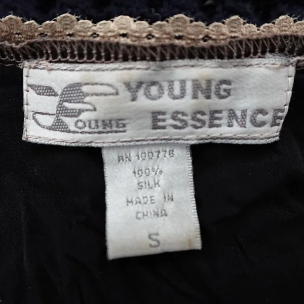 Vintage Young Essence 100% Silk Brown & Black Sequin Tie Front Cardigan Size S - Image 5