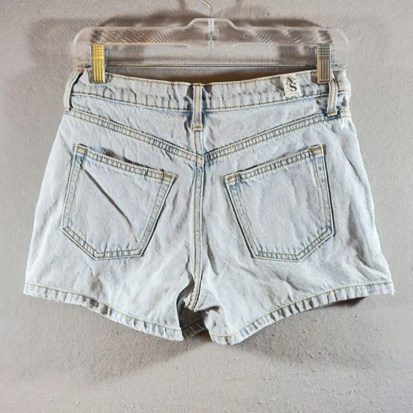 596 | Altar'd State Denim Wrap‎ Denim Skort Light Wash Button Front Women Medium - Image 2