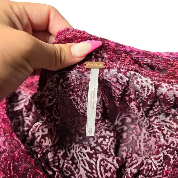 Free‎ People Ginger Berry Velvet Off The Shoulder Top - Image 5