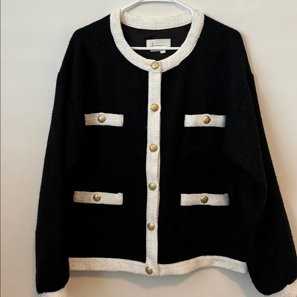 By Anthropologie Colorblock Tweed Coatigan Lady Jacket Size: XL - Image 3