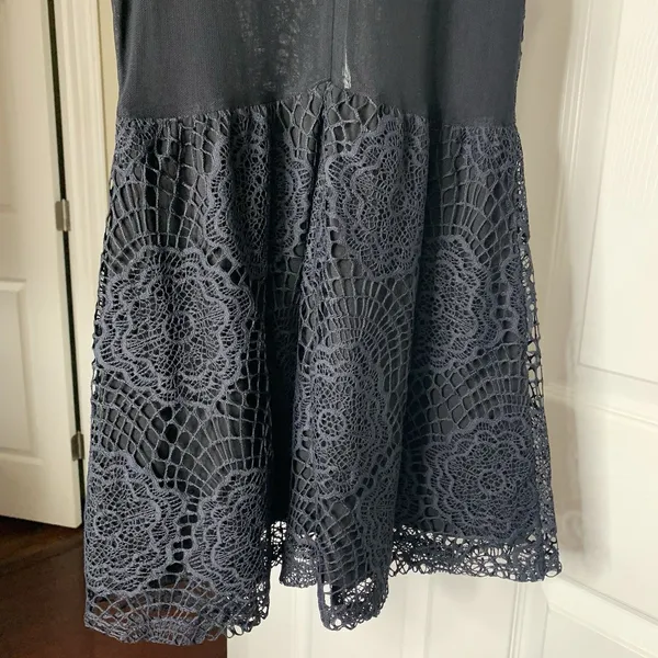 For Love & Lemons Skater Dress Sheer Lace Black Sleeveless Zip Sz XS - Image 4