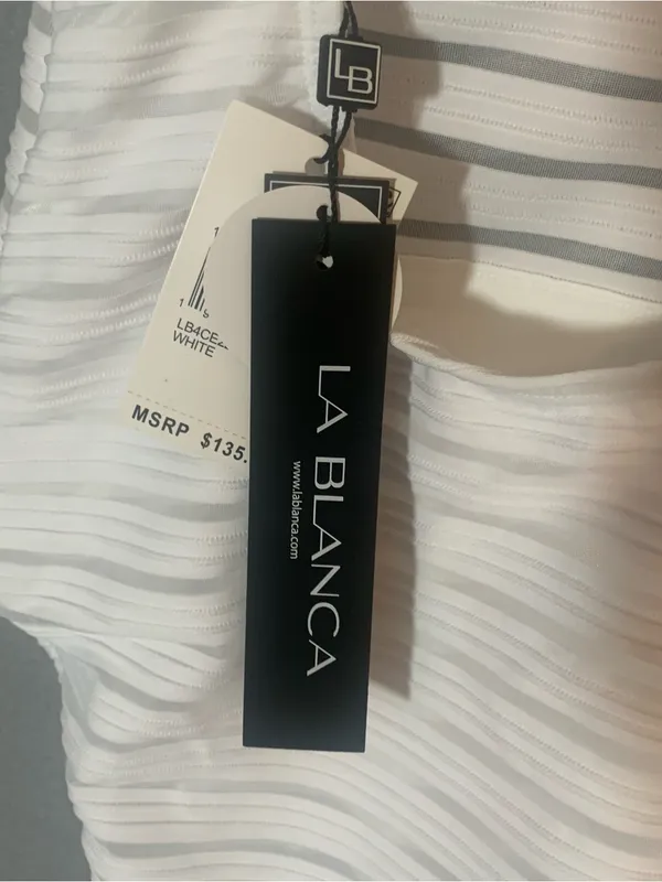 La Blanca White Textured One-Piece Swimsuit Ladies Size 10 - Image 3