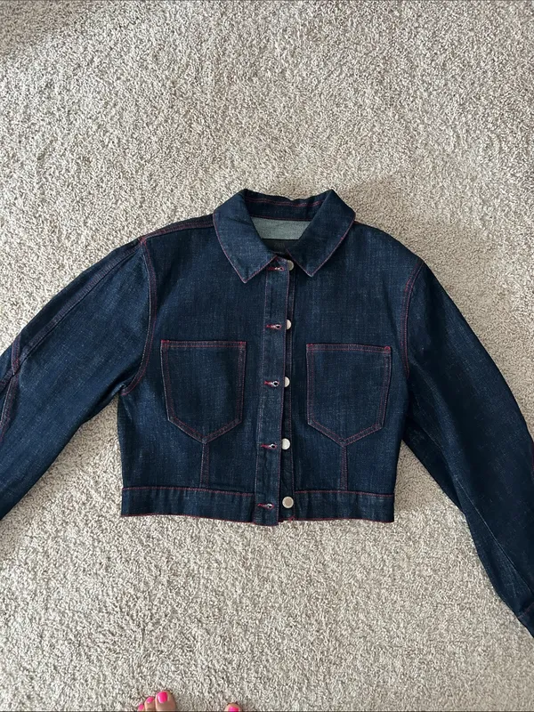 Zara shoulder pad denim jacket. XS - Image 8