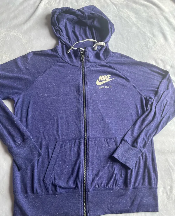 Nike Blue Zip Up Hoodie-Large - Image 2
