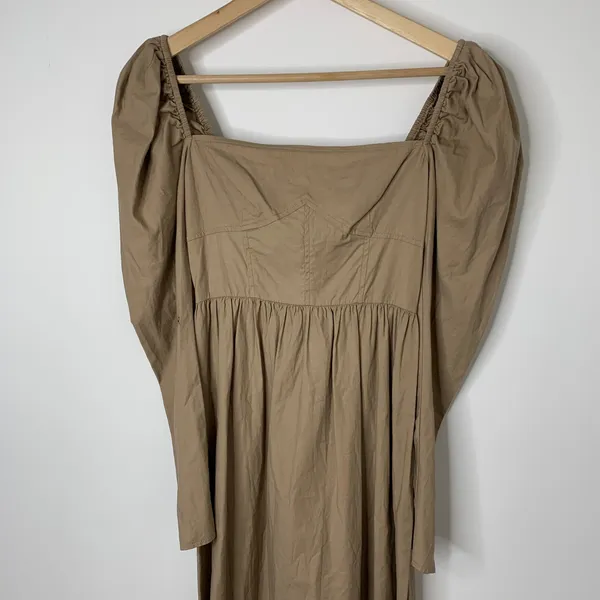 Reformation Luce Long Sleeve Stretch Khaki Midi Dress Womens 0 - Image 5