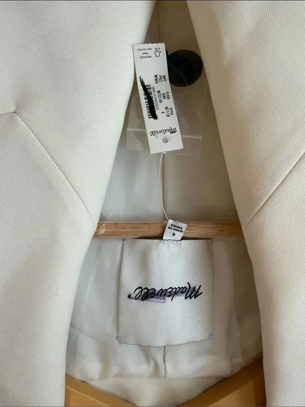 NWT Madewell Cream Wool Blend Tuxedo Blazer Jacket - Image 2
