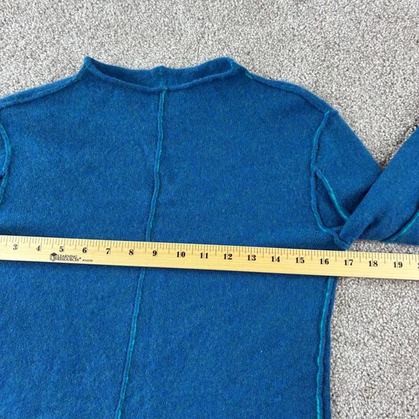 We The Free 100% Cashmere Sweater Women XS Roll Neck Seam Detail Blue Boho Indie - Image 6