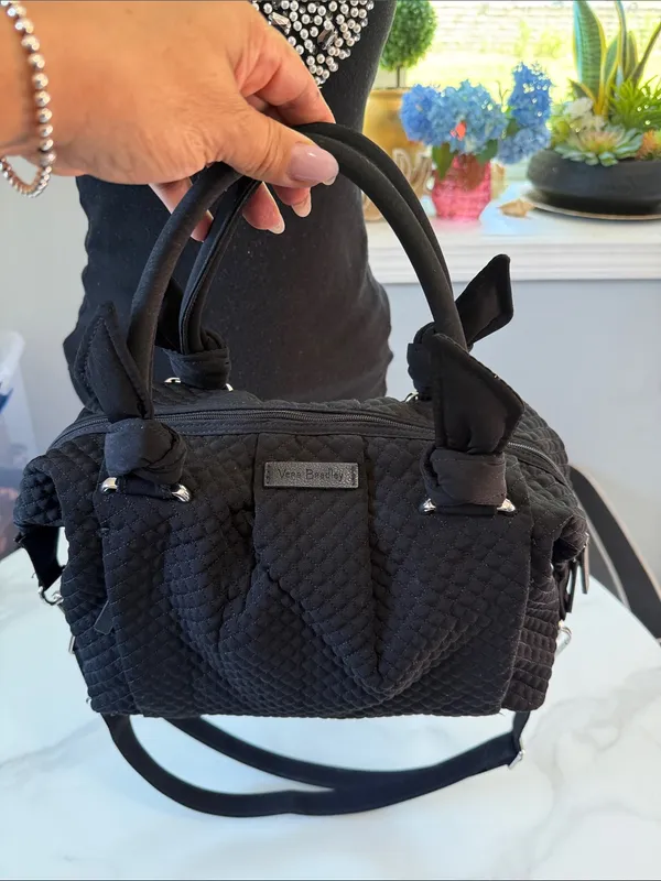 Vera Bradley Black Quilted Small Top-Handle Satchel - Image 8