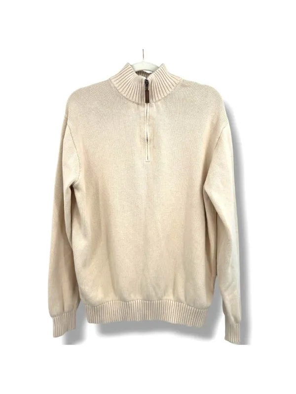 Brandy Melville Aleah Half-Zip Cotton Sweater Cream Size Medium Preppy Casual - Image 2