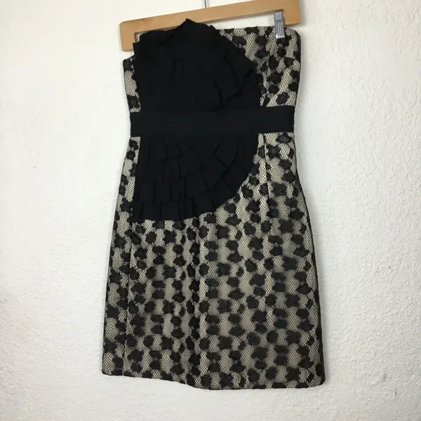 Phoebe Couture Women’s Strapless Dress Sz 0 Cocktail Black Laced. - Image 6