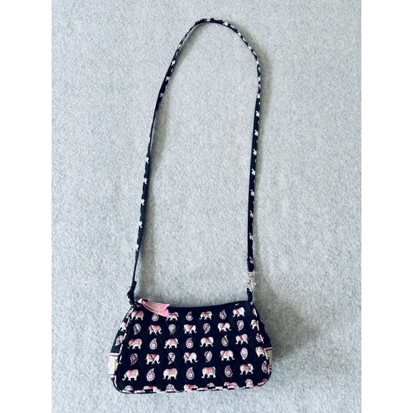 Vera Bradley Pink Elephants Retired Convertible Shoulder Crossbody Handbag Purse - Image 3