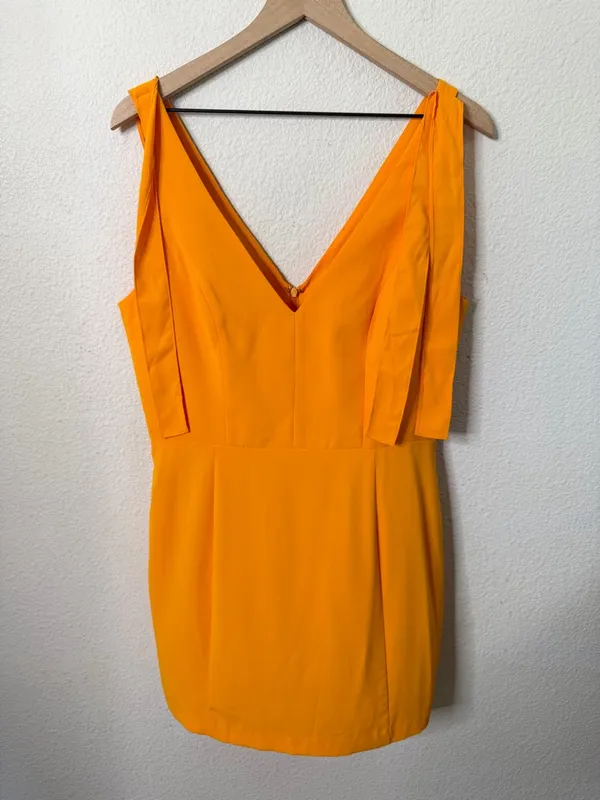 Amanda Uprichard‎ Allora Dress in Koi Yellow Orange Sleeveless Tie Strap Mini L - Image 3